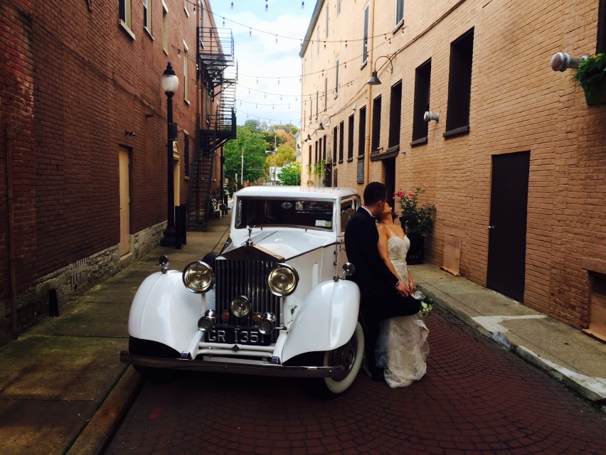 A Happy Couple on our rented rolls royce in NYC